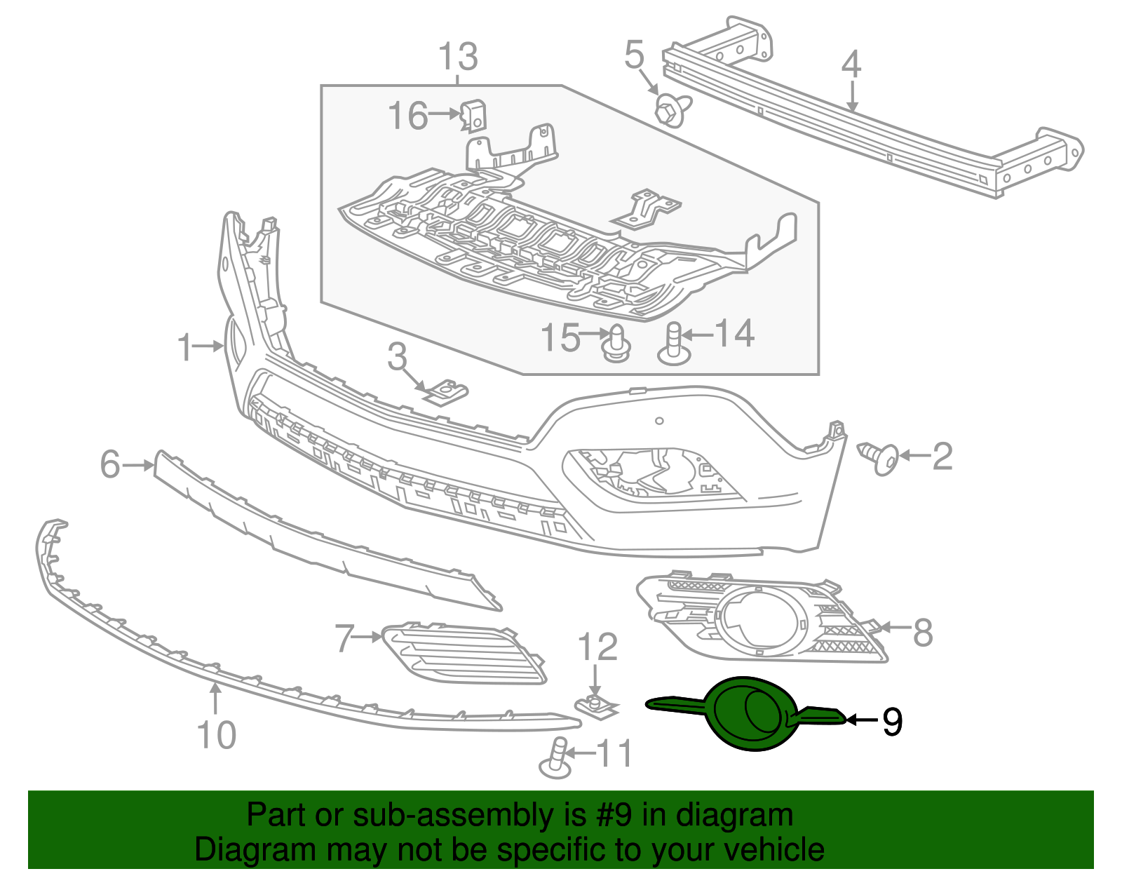 Passenger Side Front Fog Lamp Cover - GM (95470237)