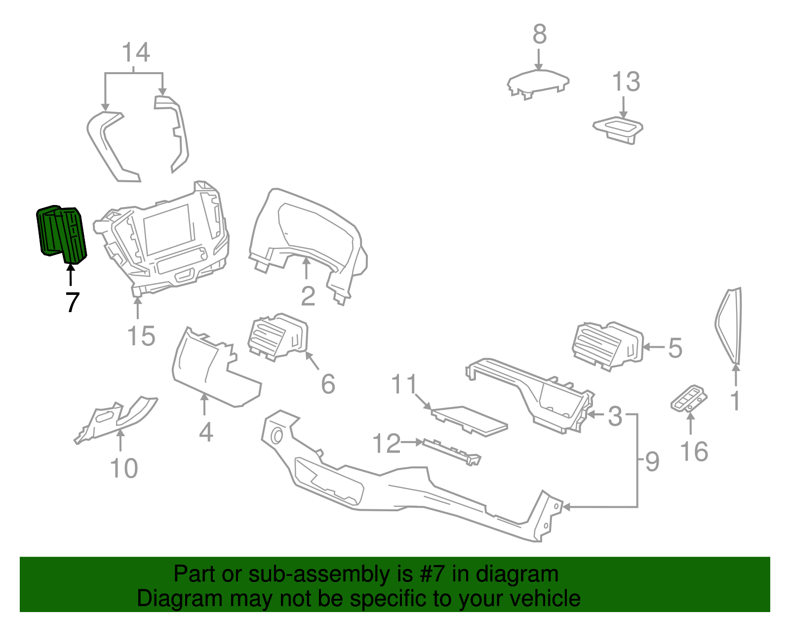 Driver Side Instrument Panel Center Air Outlet - GM (84335591)