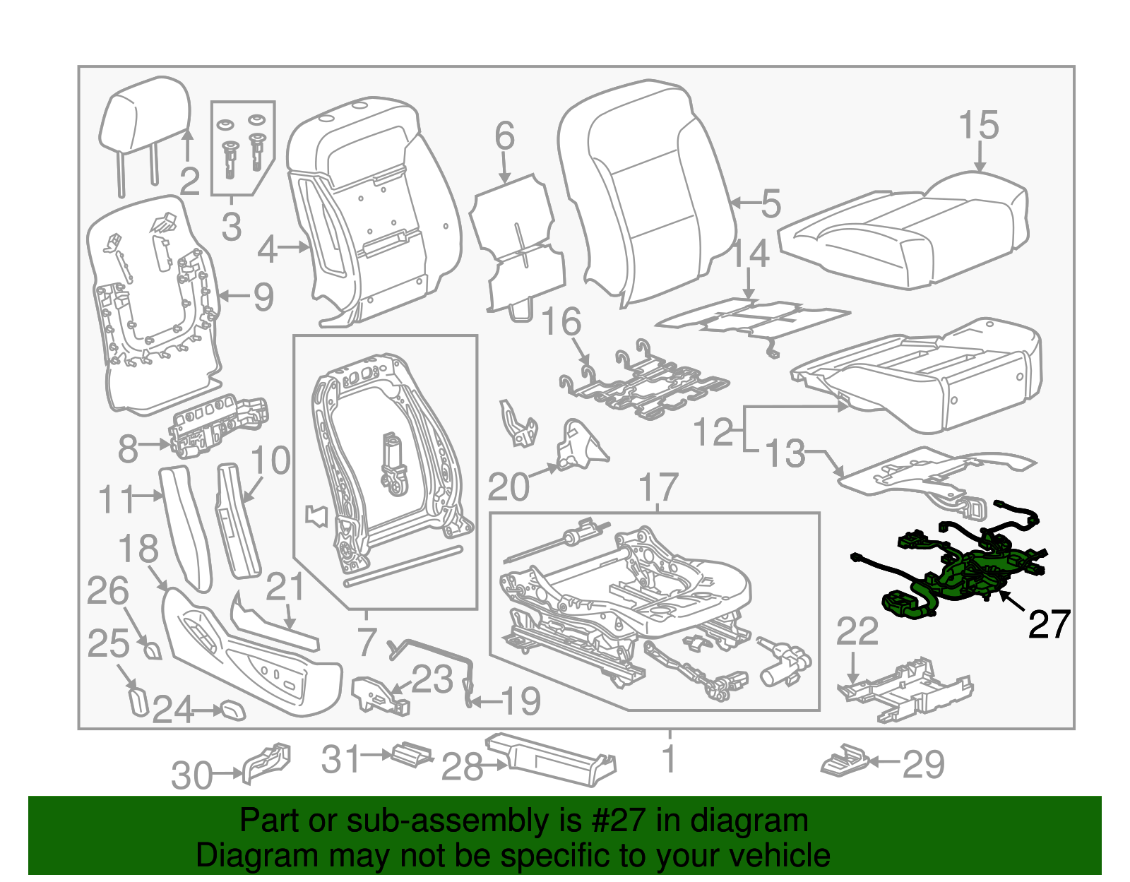 Front Passenger Side Seat Cushion Wiring Harness - GM (84441151)