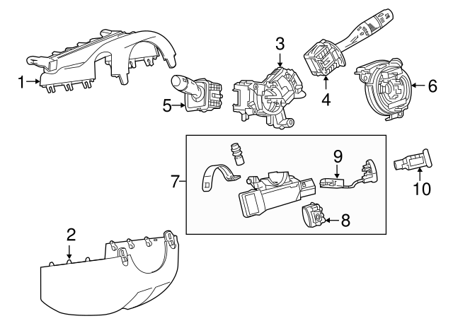 2016-2019 Chevrolet Cruze Jet Black Instrument Panel Steering Column ...