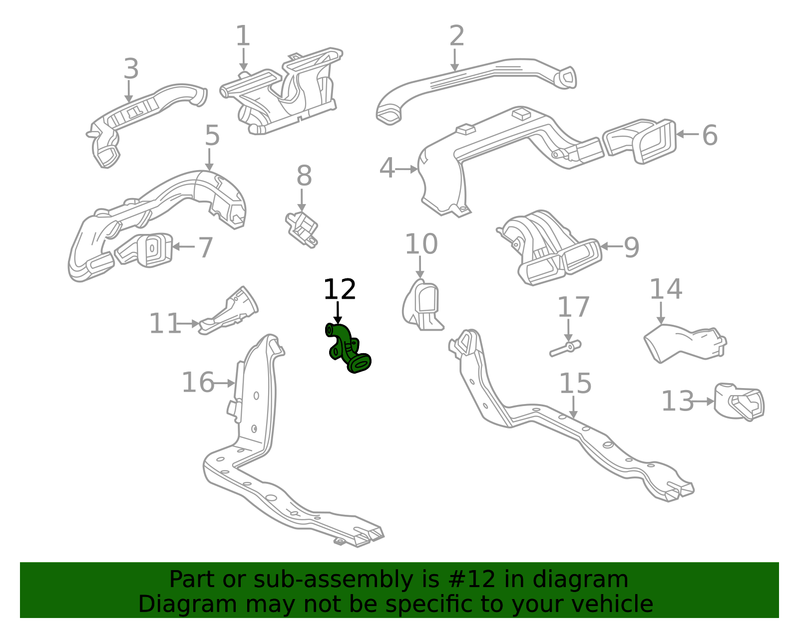 Instrument Panel Compartment Air Duct - GM (84017401)