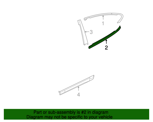 Genuine OEM Passenger Side Rear Door Window Belt Molding Part 15919456