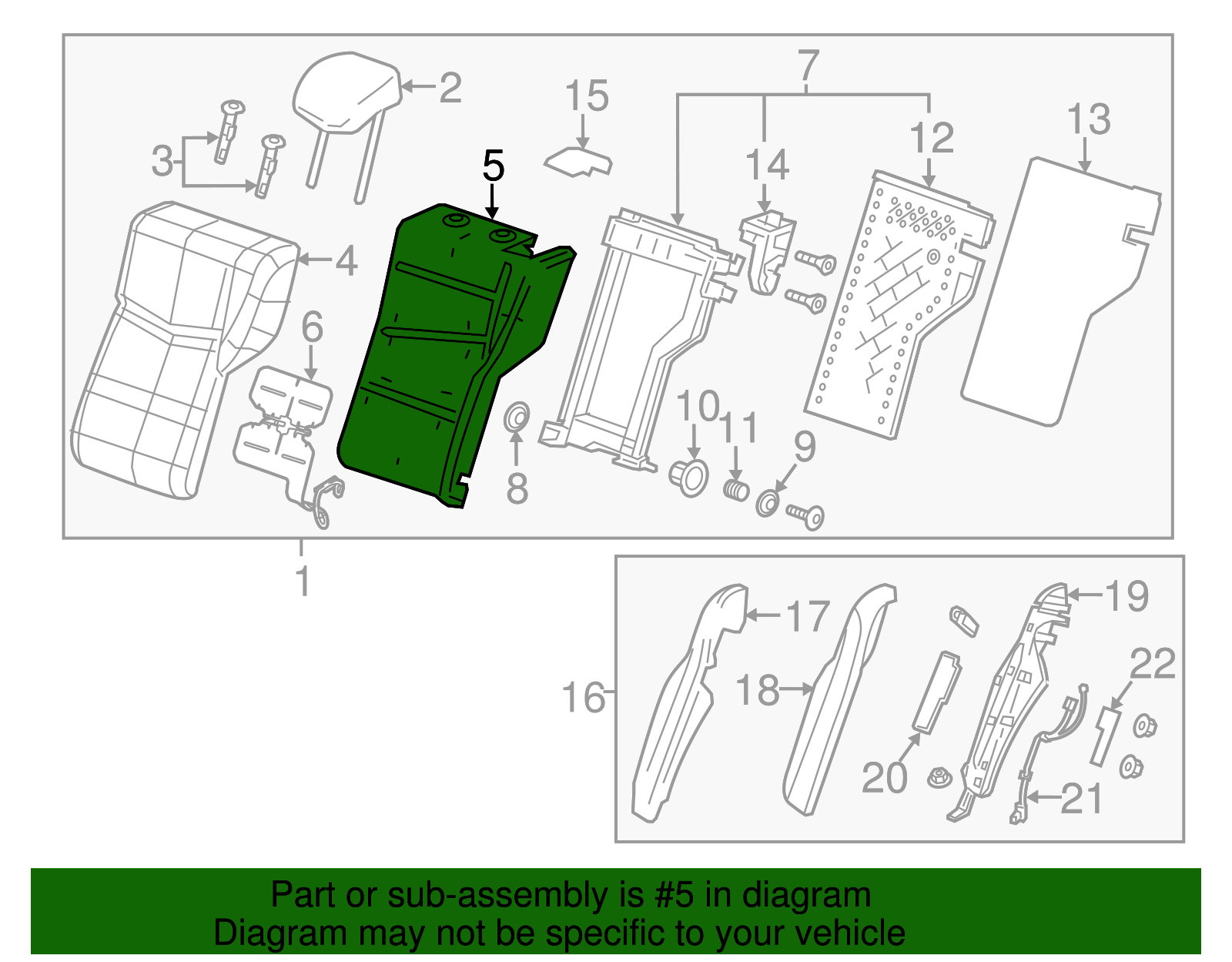 Rear Driver Side Seat Back Pad - GM (84091577)