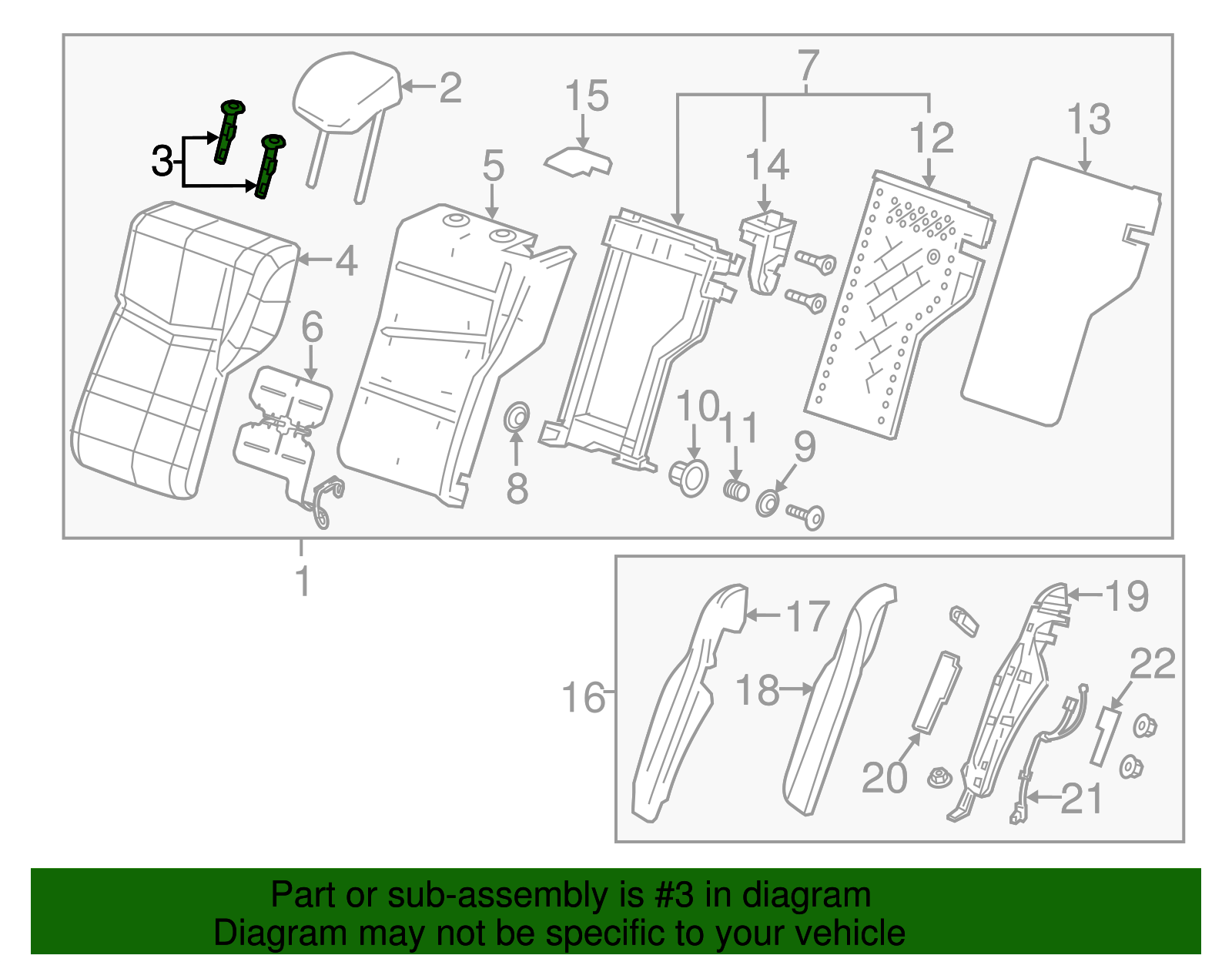 Very Light Cashmere Rear Seat Head Restraint Guide - GM (84091581)