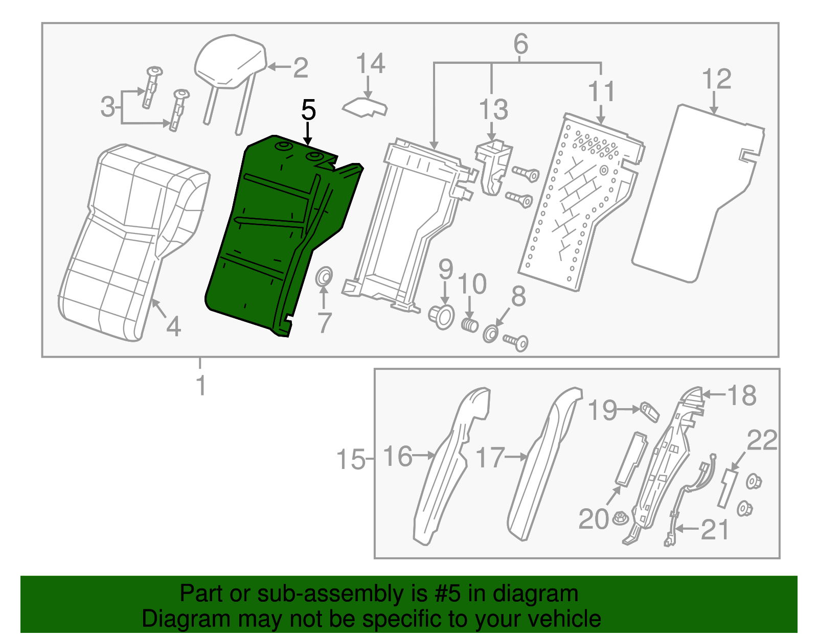 Rear Driver Side Seat Back Pad - GM (84091578)