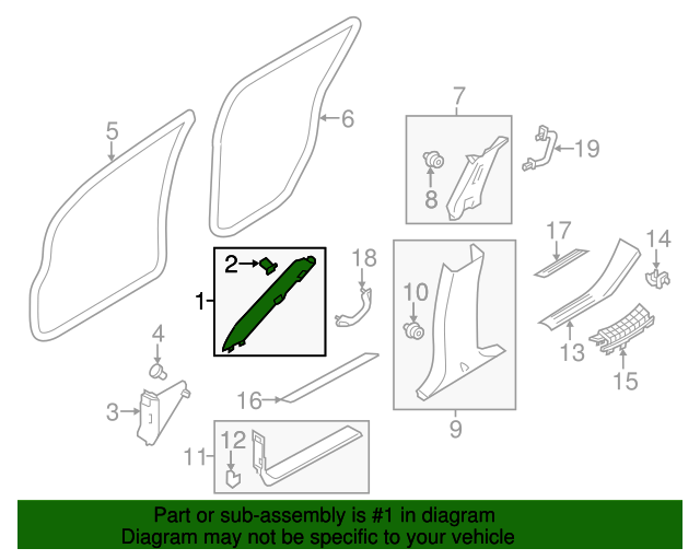 20172020 Nissan Armada Pillar Molding 768371LA0A Nissan Parts Plus