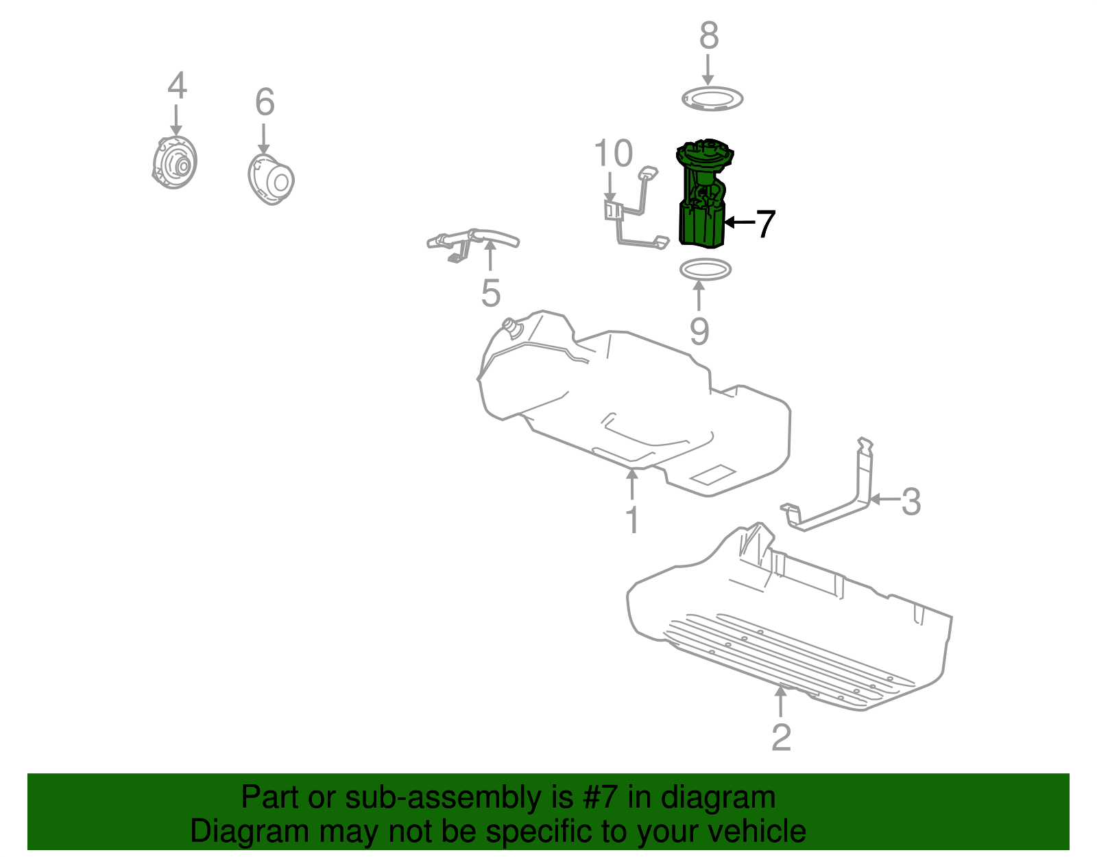 Fuel Pump Module Assembly without Fuel Level Sensor, with Pressure Sensor and Seal - GM (19368774)