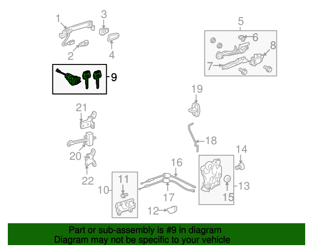 20102013 Toyota Highlander Door Lock Cylinder 690520E020 Toyota
