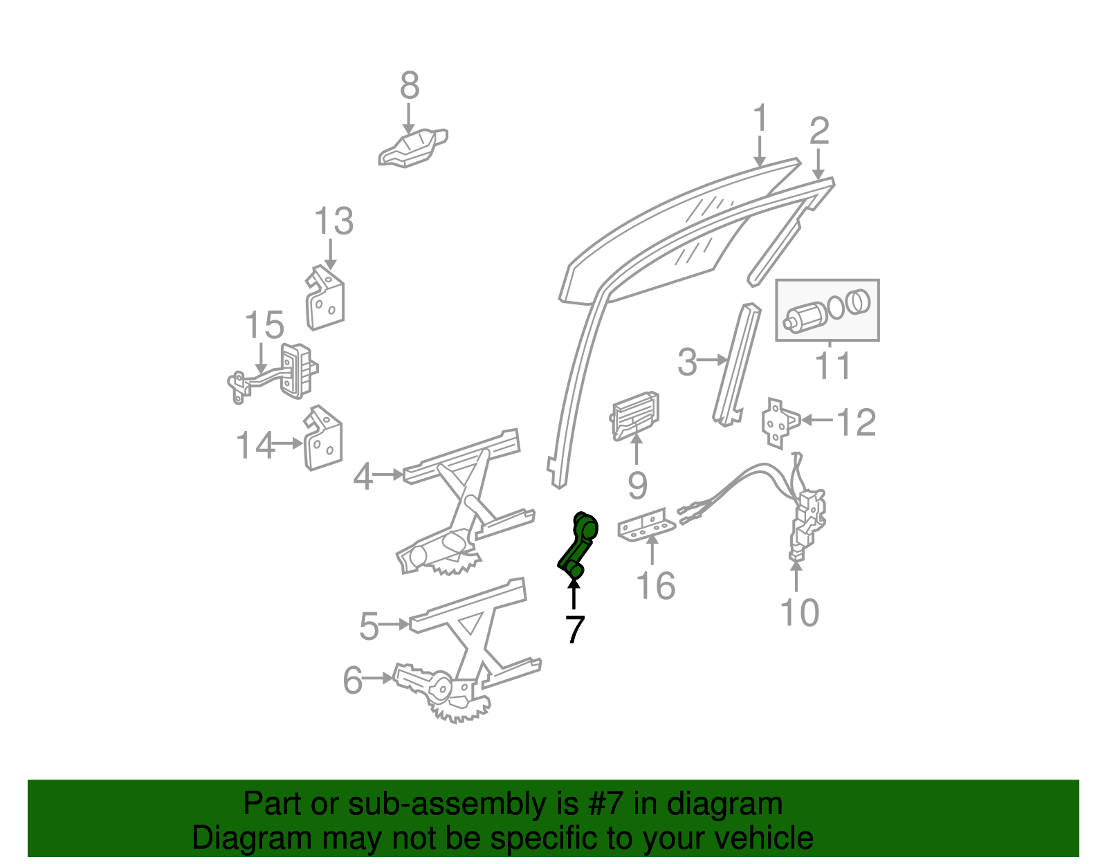 Ebony Side Door Window Regulator Handle - GM (97295718)