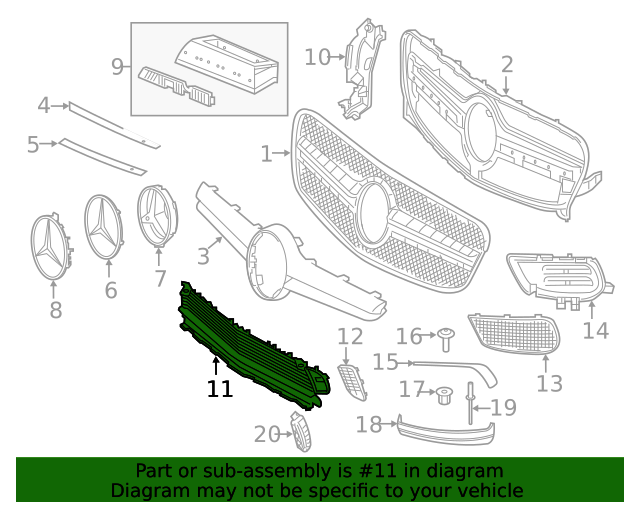 156-885-43-22-64 - Lower Grille 2015-2017 Mercedes-Benz | Mercedes  