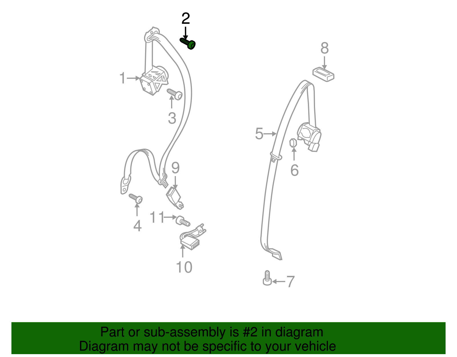 Seat Belt Assembly Upper Bolt - Volkswagen (N-989-243-03)