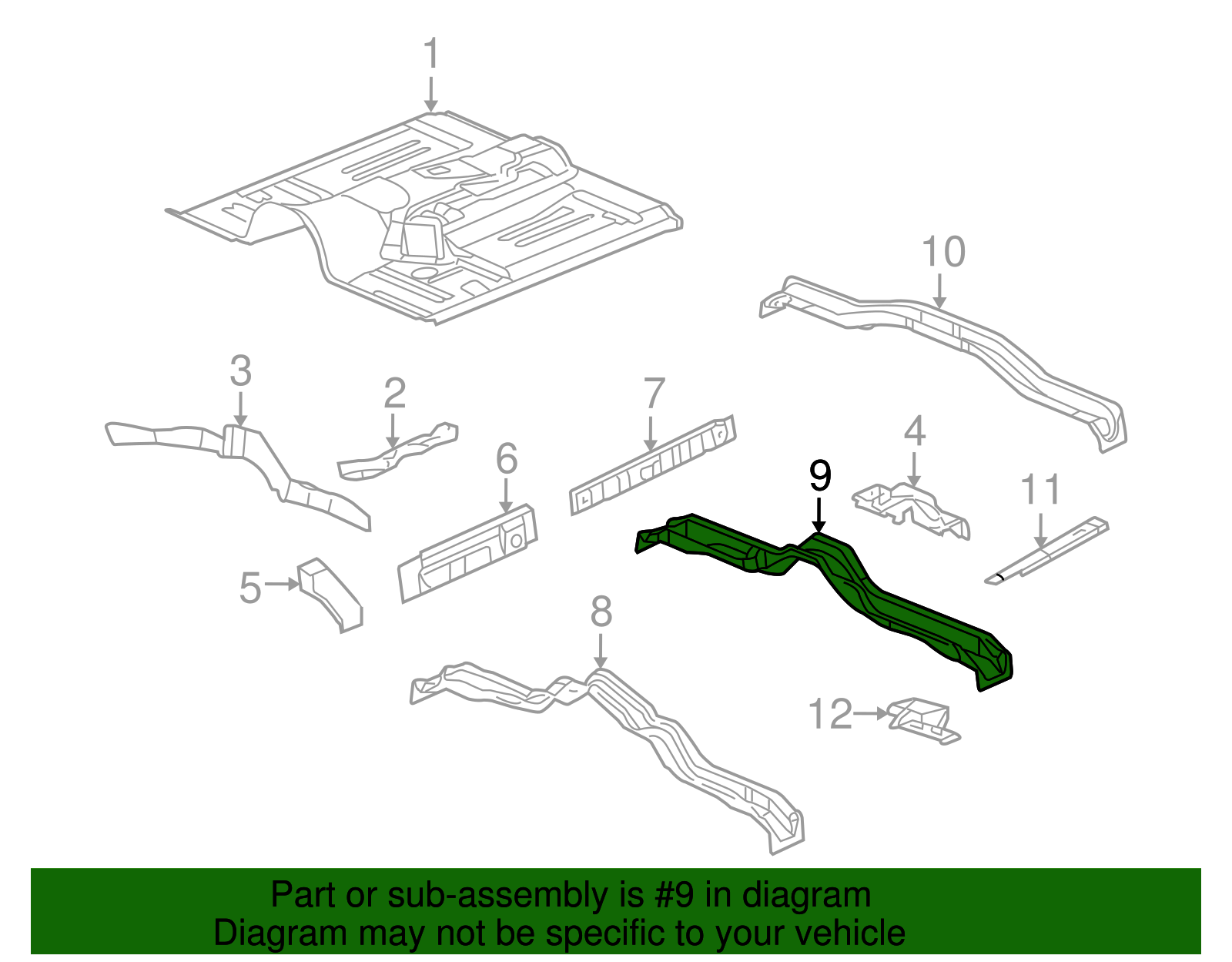 Number 2 Underbody Cross Sill - GM (88937001)