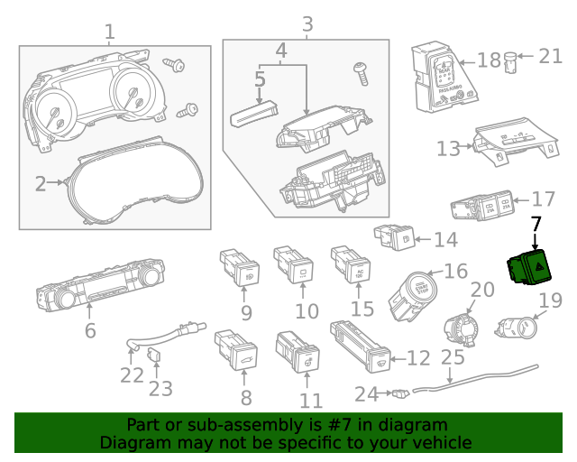 20202023 Toyota Highlander Hazard Switch 8433248060 Toyota Parts Center