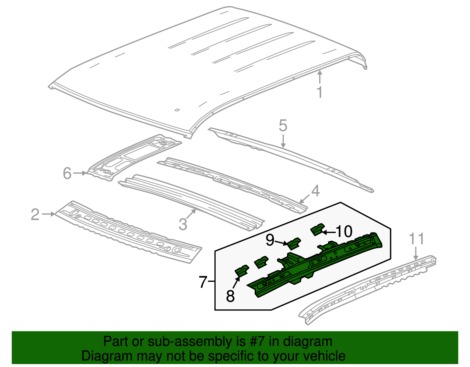 Passenger Side Roof Inner Side Rail - GM (84308336)