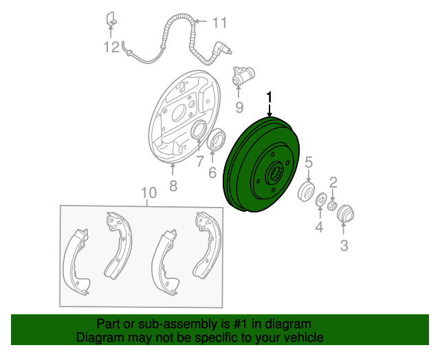 52725FD200 Brake Drum 20032005 Kia Rio Kia.Parts Store