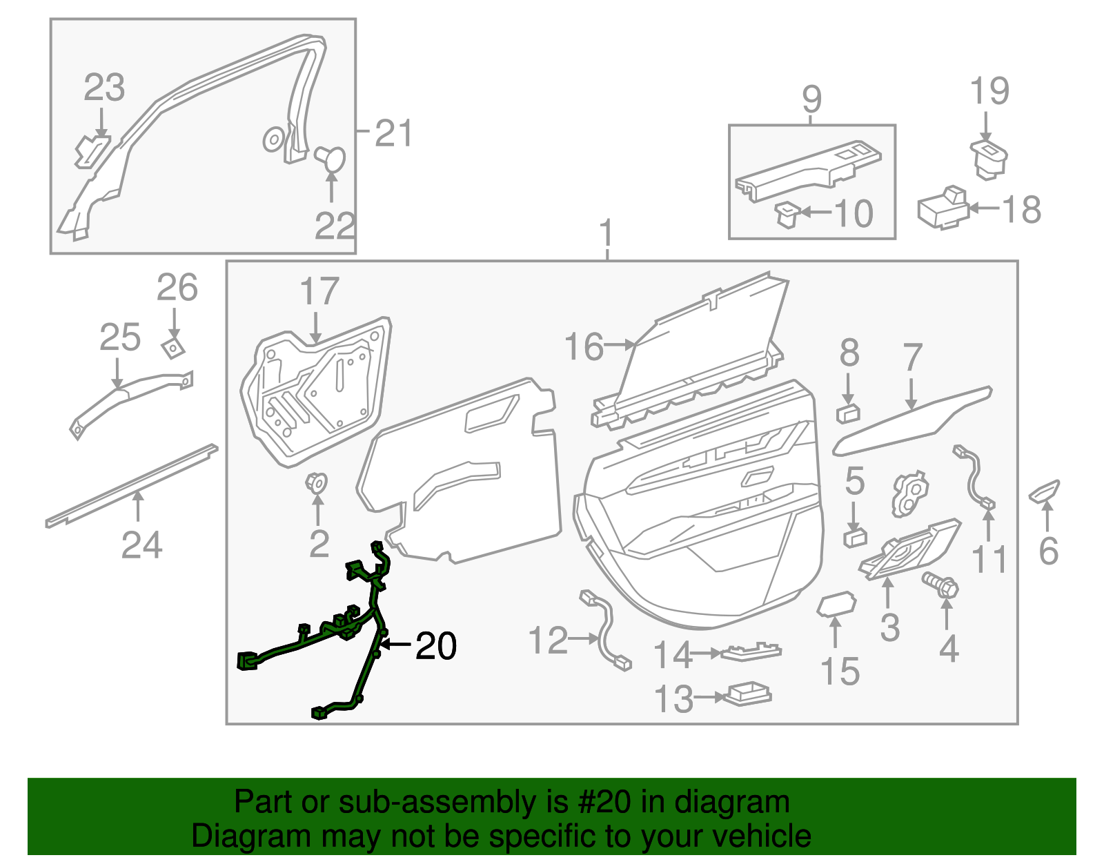 Rear Passenger Side Door Wiring Harness - GM (84102024)