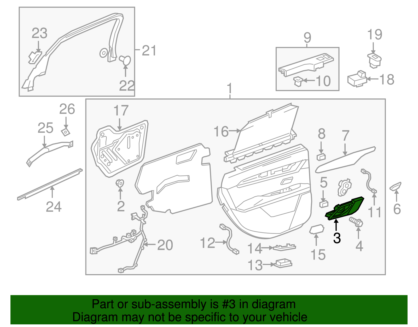 Jet Black Rear Passenger Side Door Inside Handle - Cadillac (84130262)