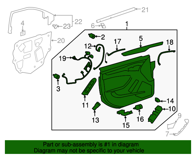 22981798 Ebony Front Driver Side Door Trim 20122014 Cadillac CTS