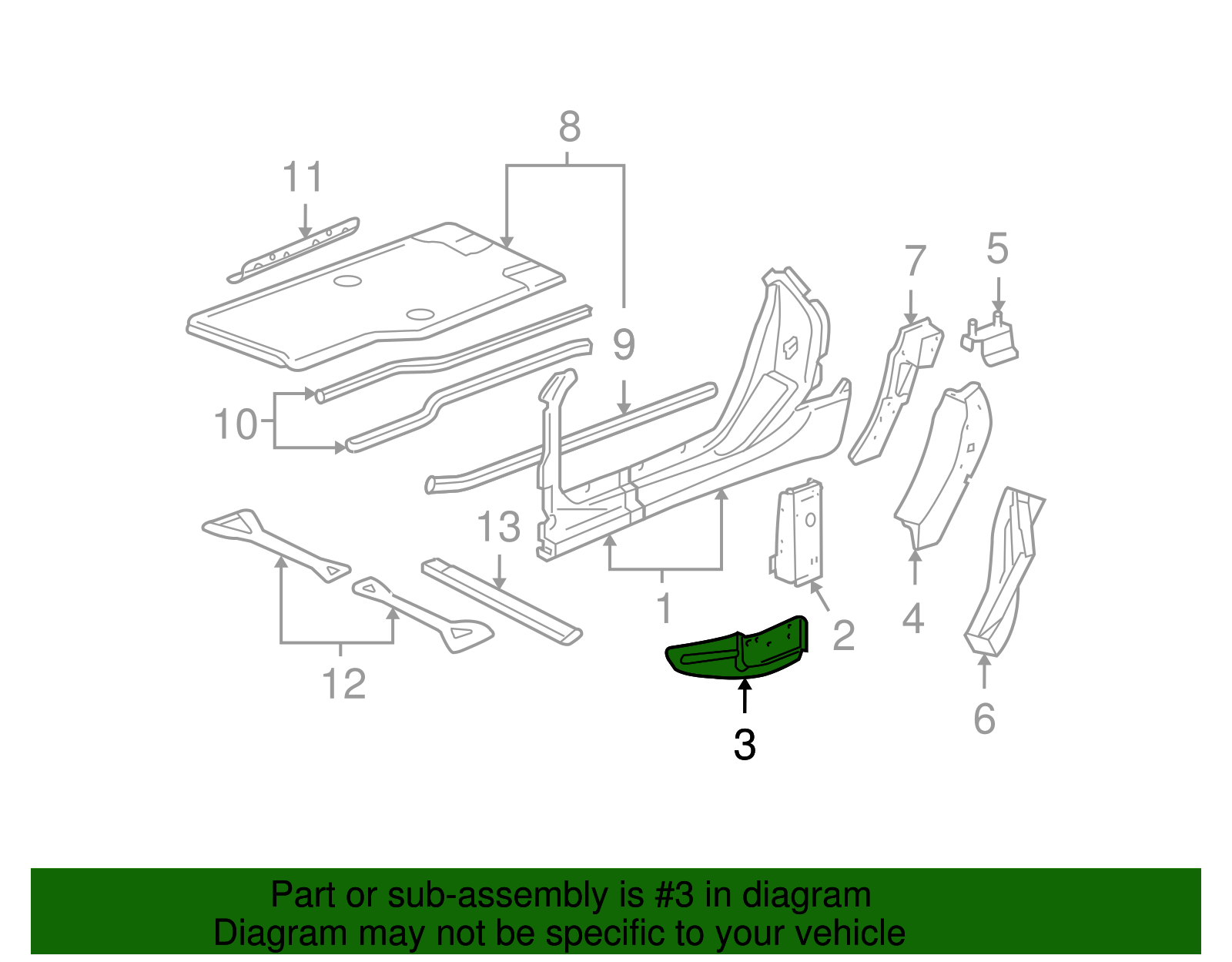 Driver Side Inner Lower Hinge Pillar Panel with Nuts - GM (10409987)