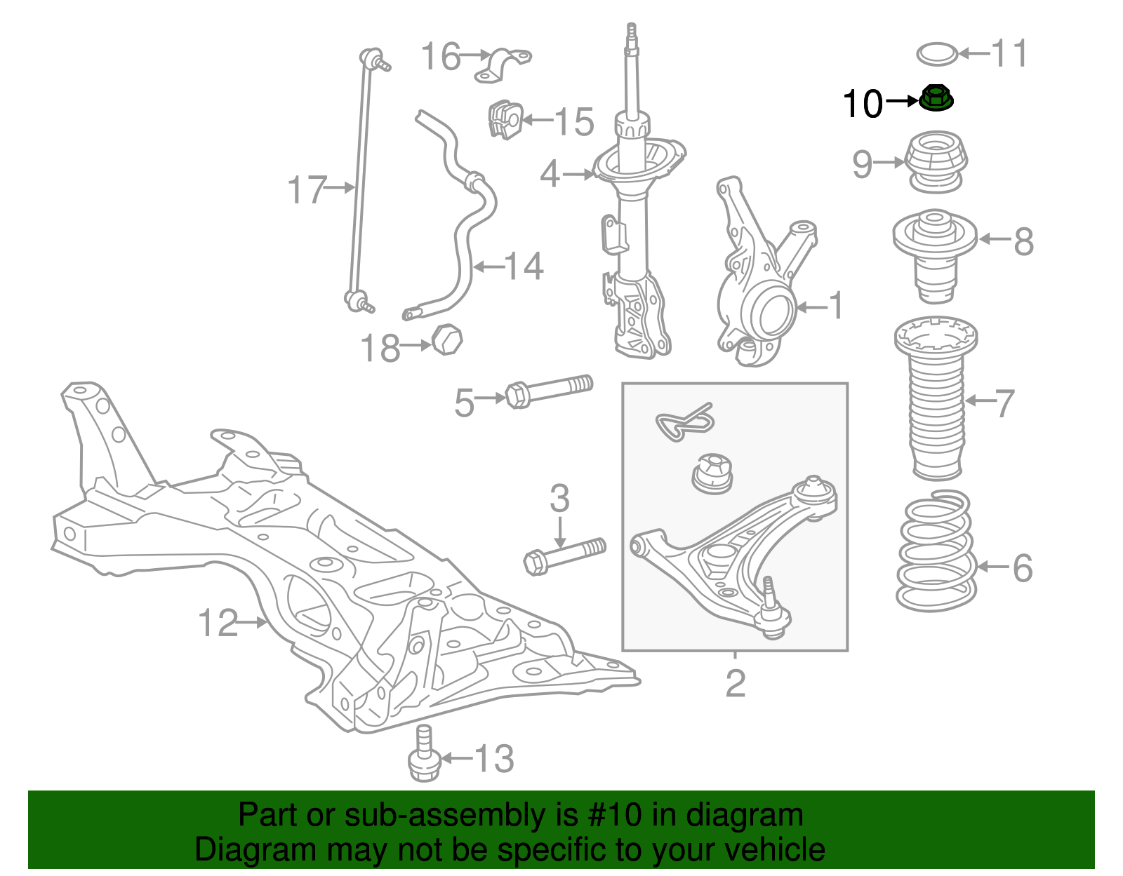 Upper Support Nut - Scion (90179-12145)