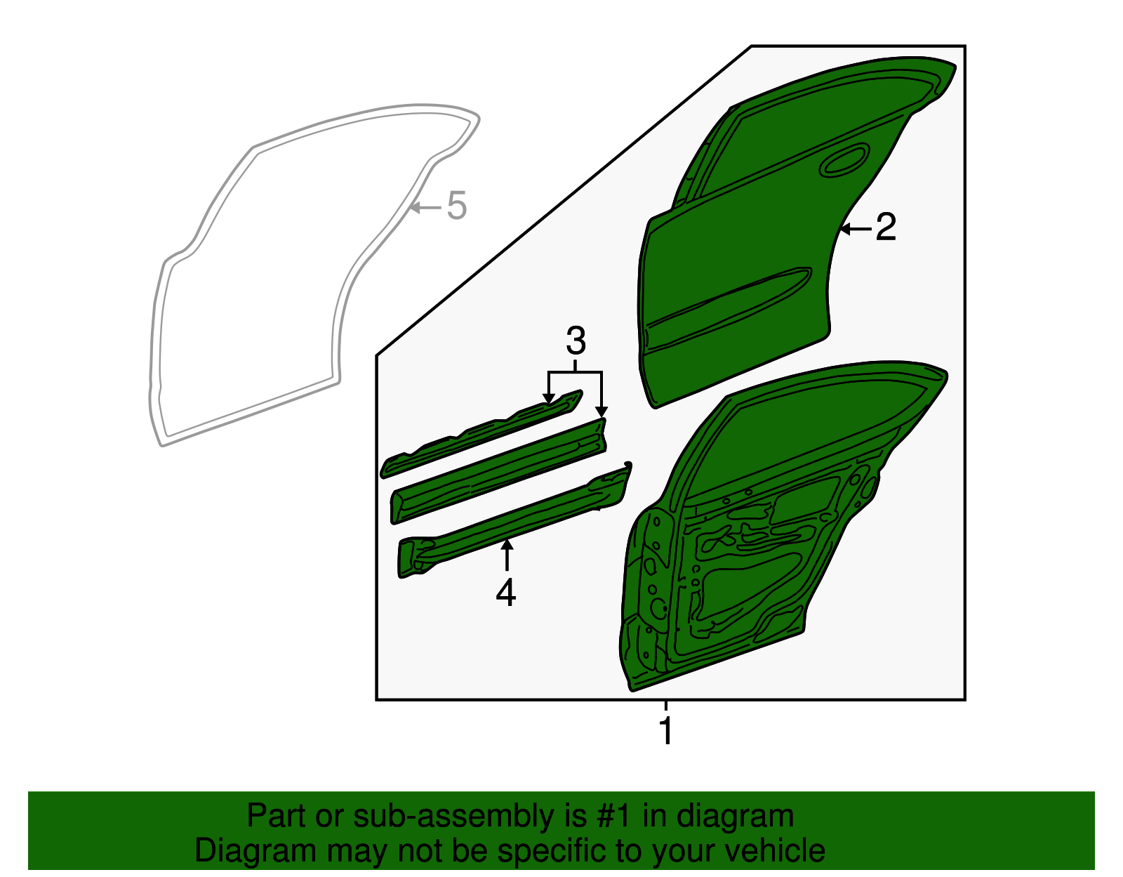 Door Assembly, Rear Side (Right-hand) - GM (88950723)