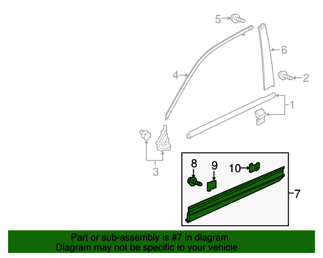 20202022 Honda Pilot Body Side Molding 75313TG7A21 OEM Parts Online