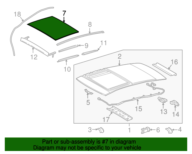 63201-06151-sunroof-glass-2018-2024-toyota-camry-oem-genuine