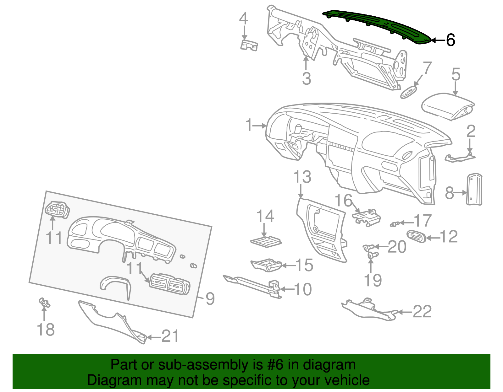 Defroster Grille - Ford (YF1Z-54044E82-AAD)