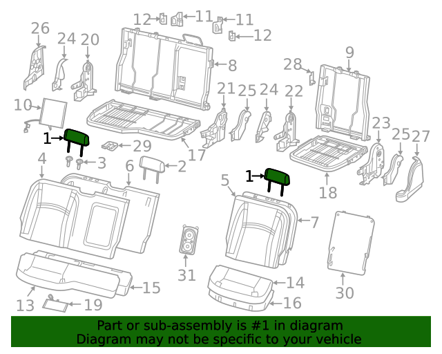 20192020 Ram 1500 Headrest, Outer 6CN071XRAB
