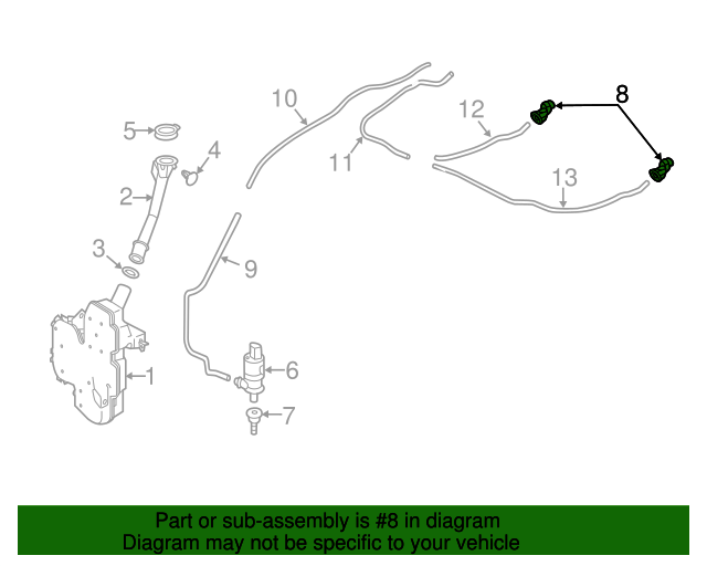 Genuine OEM Acura Nozzle Assembly, Front Windshield Washer Part 76810TZ3A02 Acura Parts