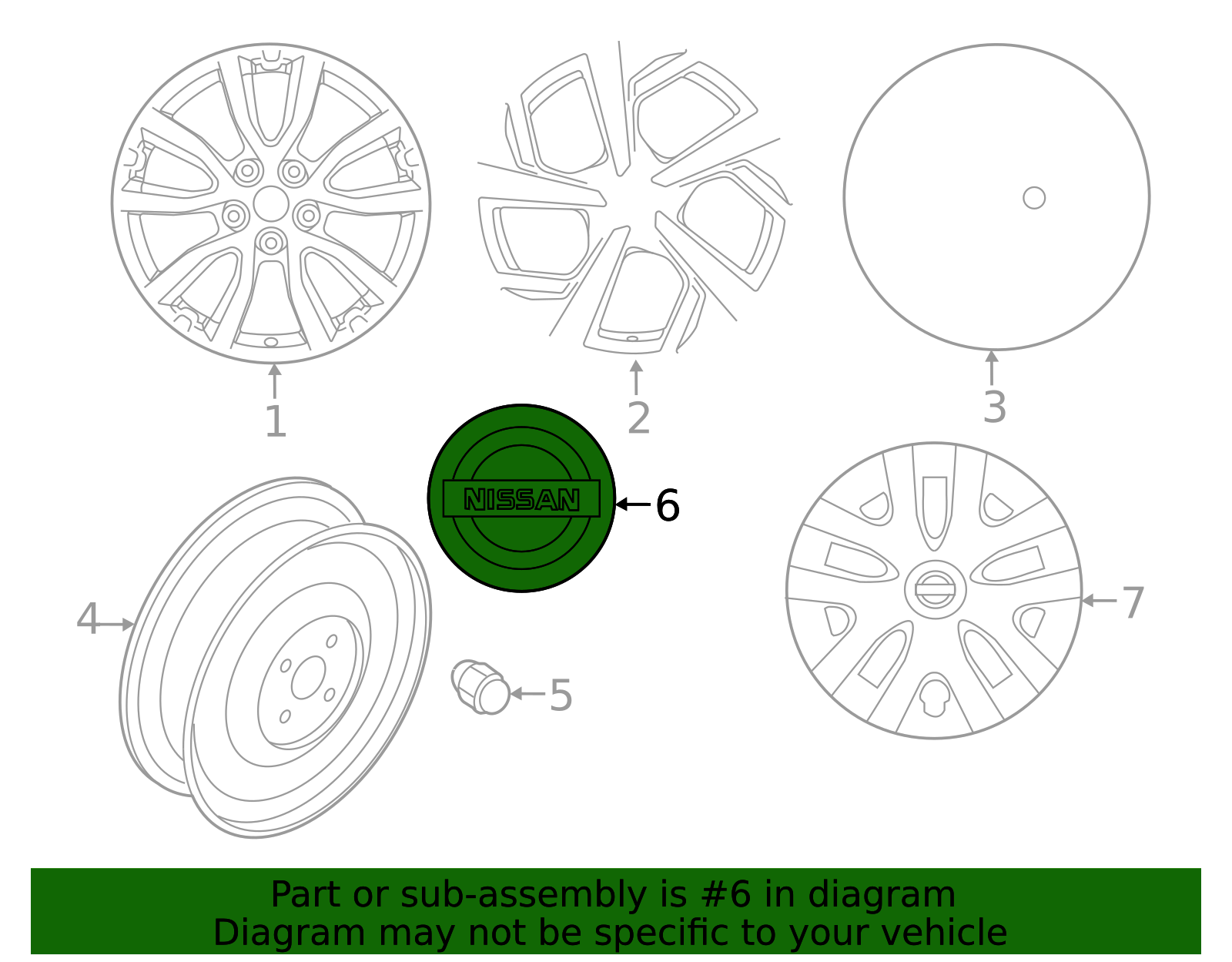 2022-2023 Nissan Center Cap 40342-5MA1A | My Nissan Part