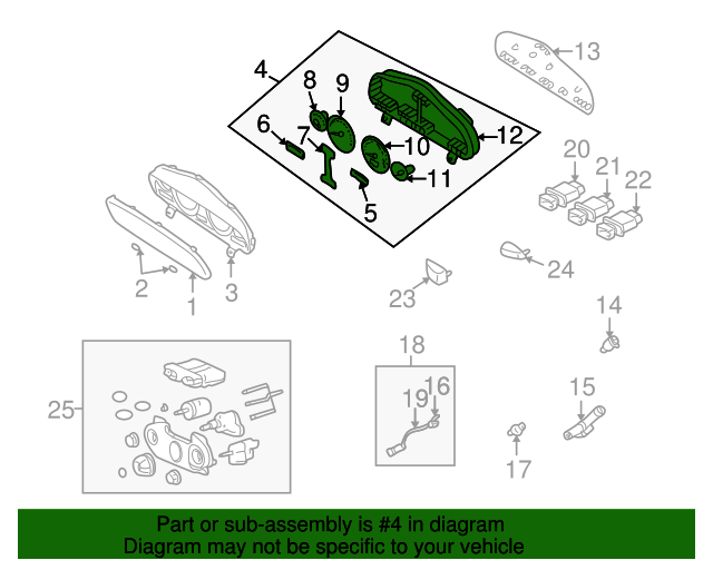 20032004 Hyundai Santa Fe Instrument Cluster 9421026240 OEM Parts