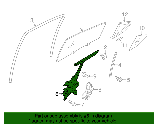 20142021 Mitsubishi Window Regulator 5743A223 QuirkParts