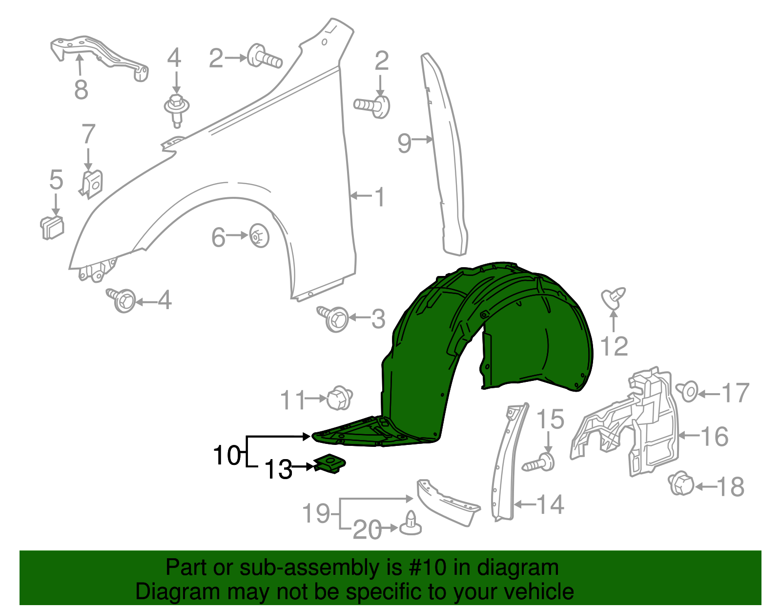 Driver Side Front Wheelhouse Liner - GM (84088406)