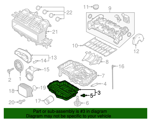 20162018 Audi A3 Sportback etron Oil Pan 04E103602H Audi USA Parts