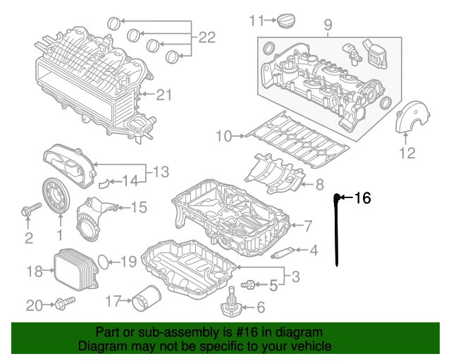 20162018 Audi A3 Sportback etron Dipstick 04E115611AC Audi USA Parts