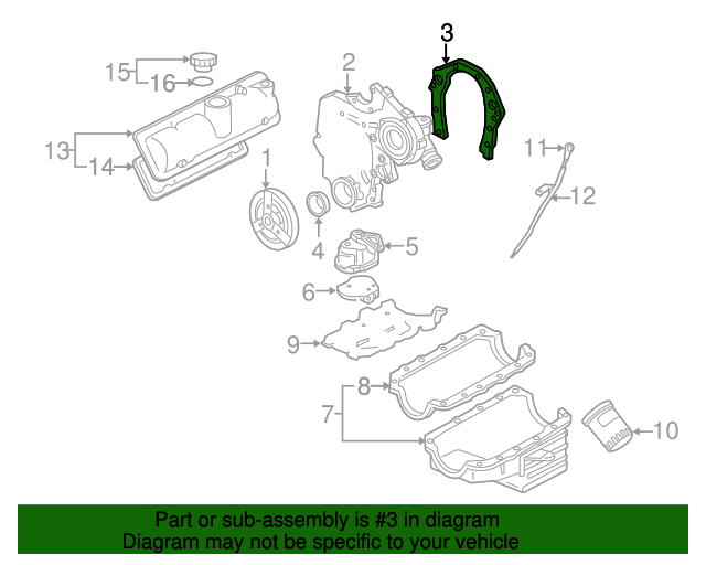 19842009 GM Timing Cover Gasket 10189276 GM