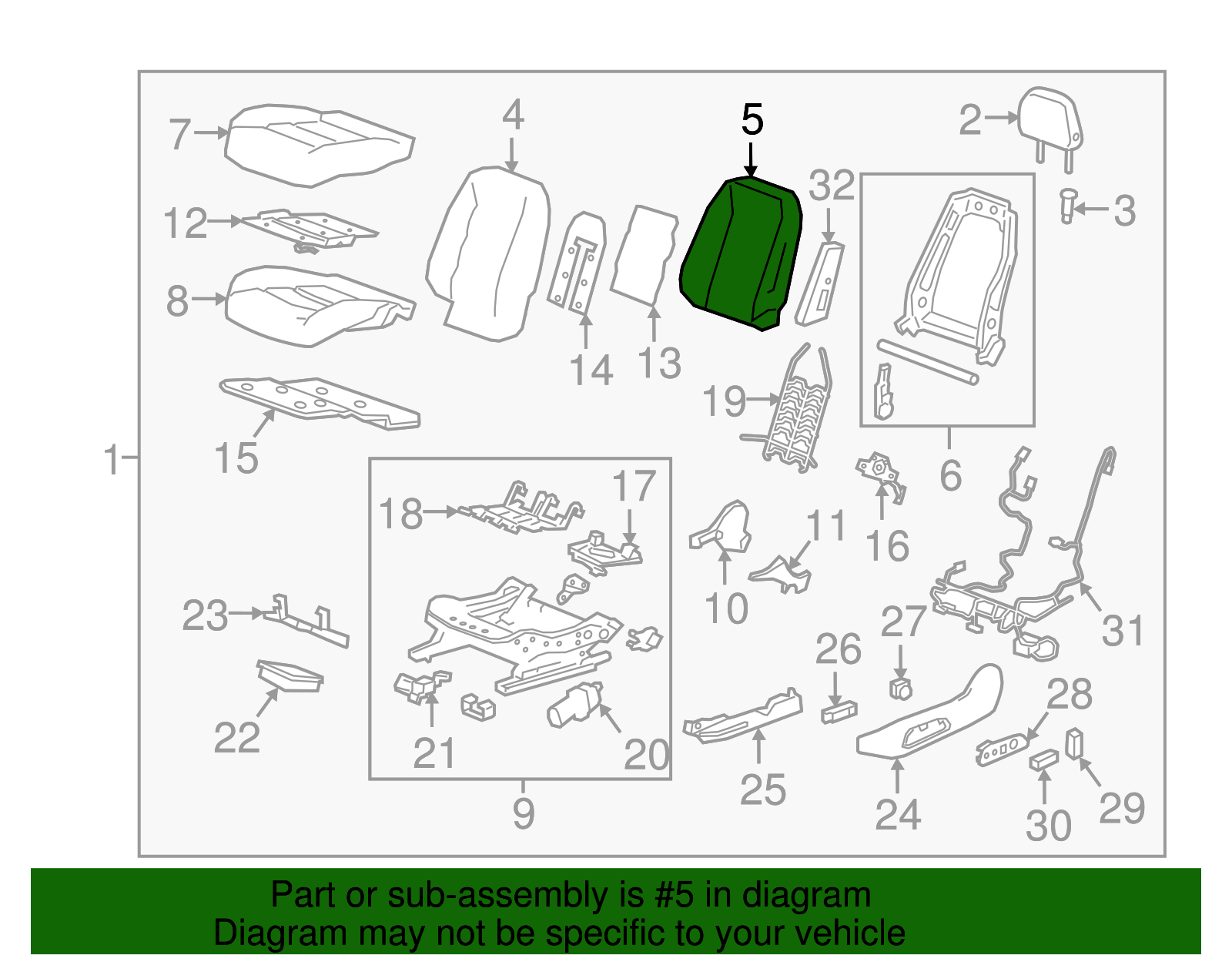 Driver Seat Back Pad - GM (84382812)