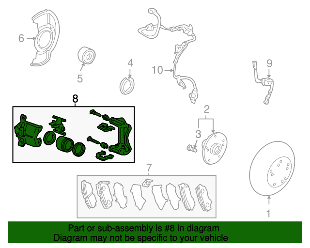 20032012 Honda Accord Caliper SubAssembly, L Front (RMD) 45019SDP