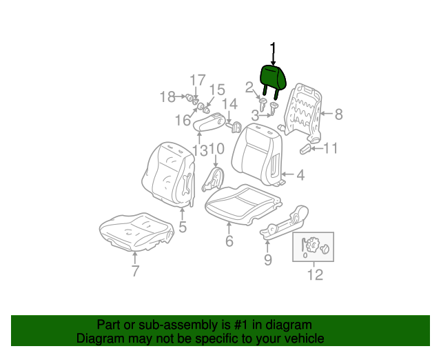 Gray Front Honda Genuine 81140-S5A-A01ZA Headrest Assembly Gray Front Honda Genuine 81140-S5A-A01ZA Headrest Assembly