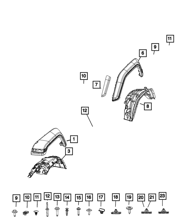 Mopar 6JX40TZZAD Wheel Opening Flare Molding, Right 20202023 Jeep