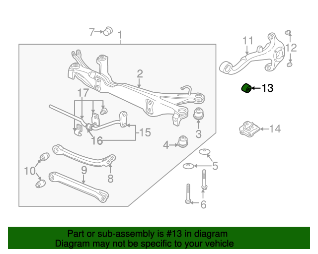20002005 Saturn Rear Suspension Trailing Arm Bushing 90495585 GM