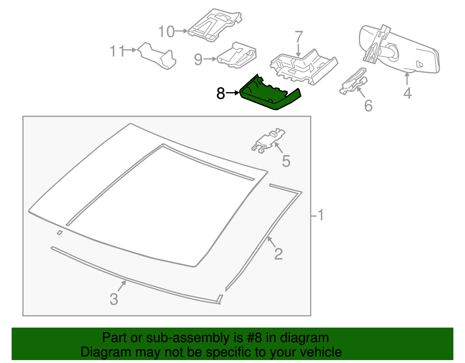 Jet Black Windshield Multi-Function Sensor Mount Bracket Lower Cover - GM (84043624)
