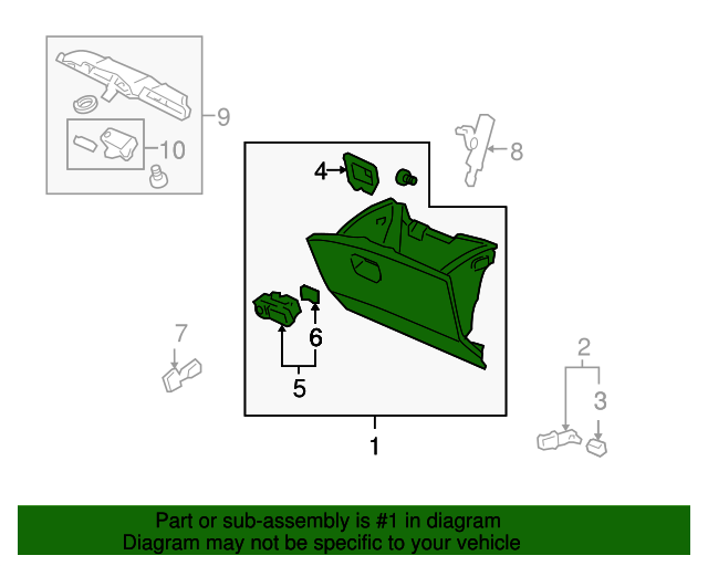 20052007 Honda Odyssey Box Assembly, Glove *NH361L* (Gray) 77500SHJ