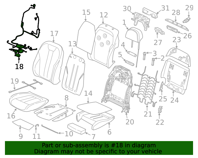 61128736198 20192023 BMW Power Seat Wiring Harness (61128736198
