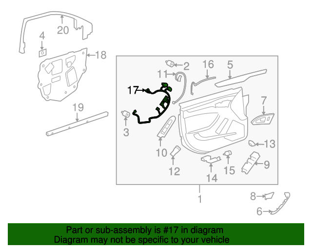 25857258 Front Driver Side Door Wiring Harness 20082009 Cadillac CTS