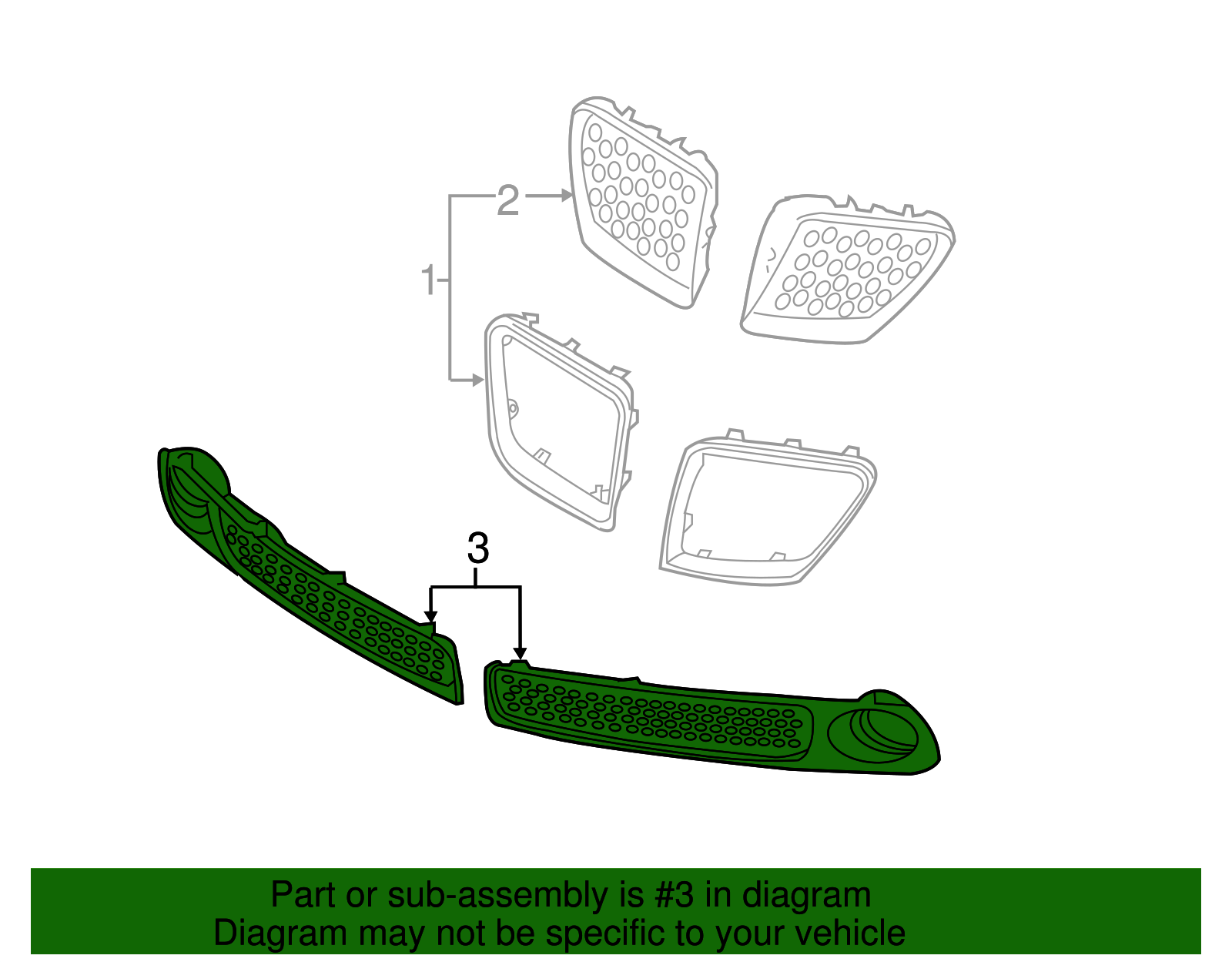 Passenger Side Front Lower Grille - GM (92205606)