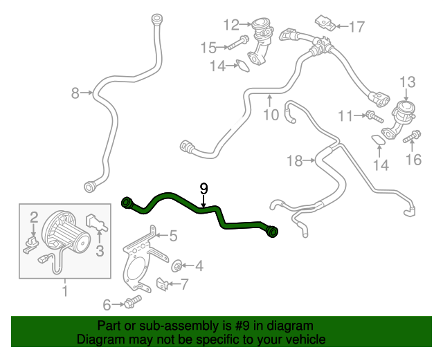 20132017 Audi S5 Secondary Air Injection Pump Hose 06E133817AB