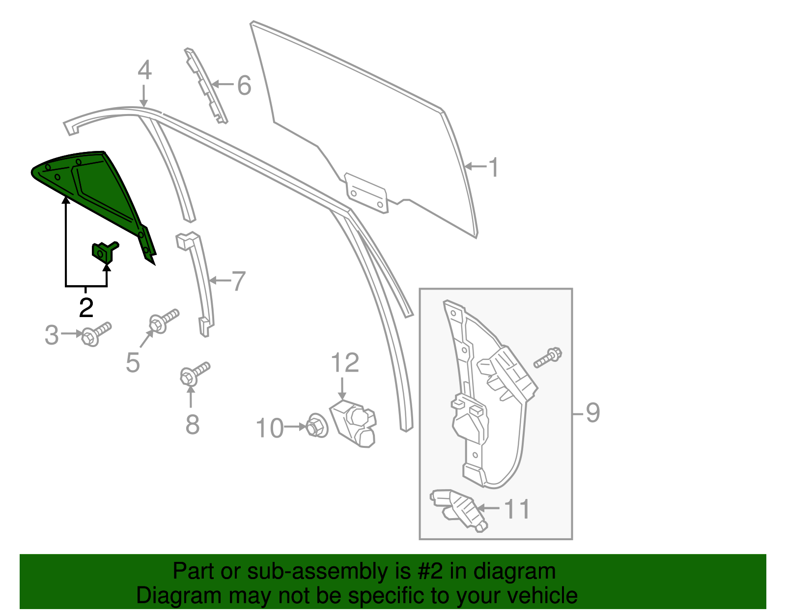 Fixed Glass - Ford (GD9Z-5426871-F)
