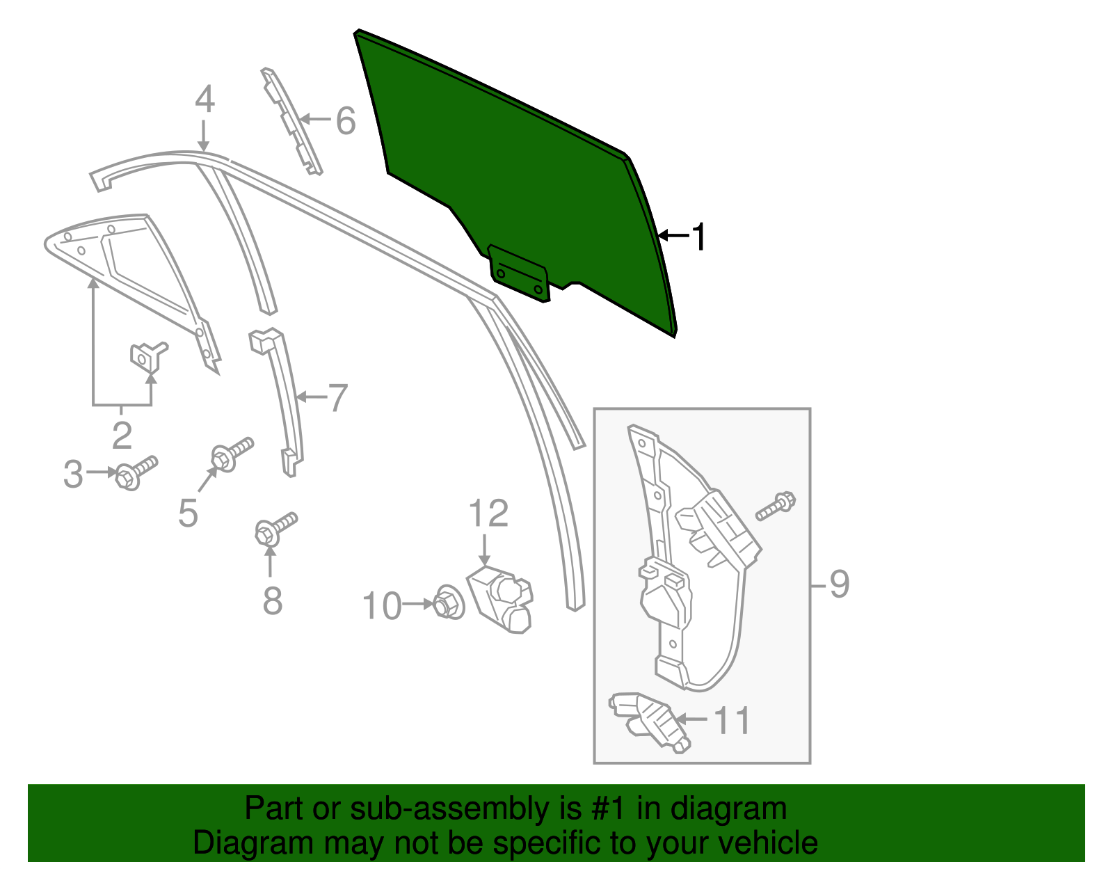 Door Glass - Ford (GD9Z-5425713-A)